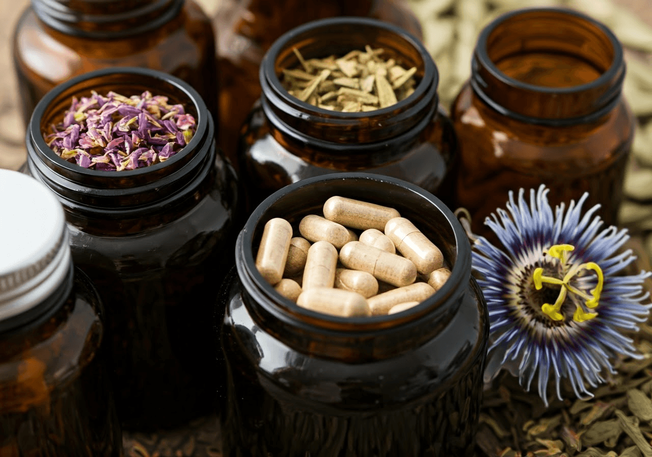 Herbal supplements including valerian root.