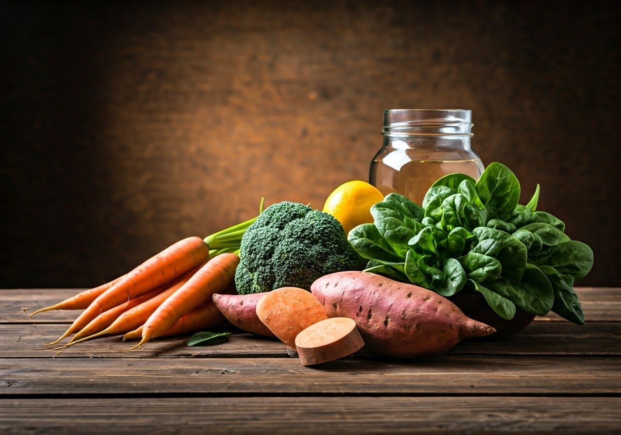 Assortment of vitamin A-rich foods