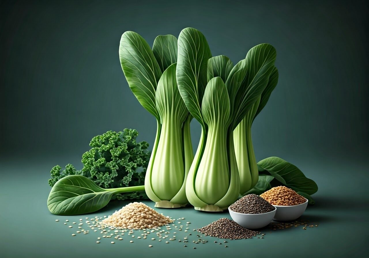 Calcium-rich leafy greens and seeds