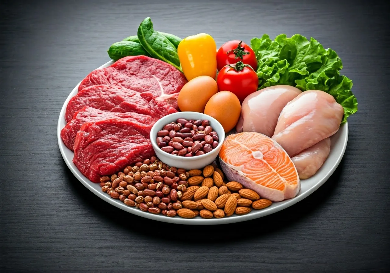 Balanced platter with taurine foods.