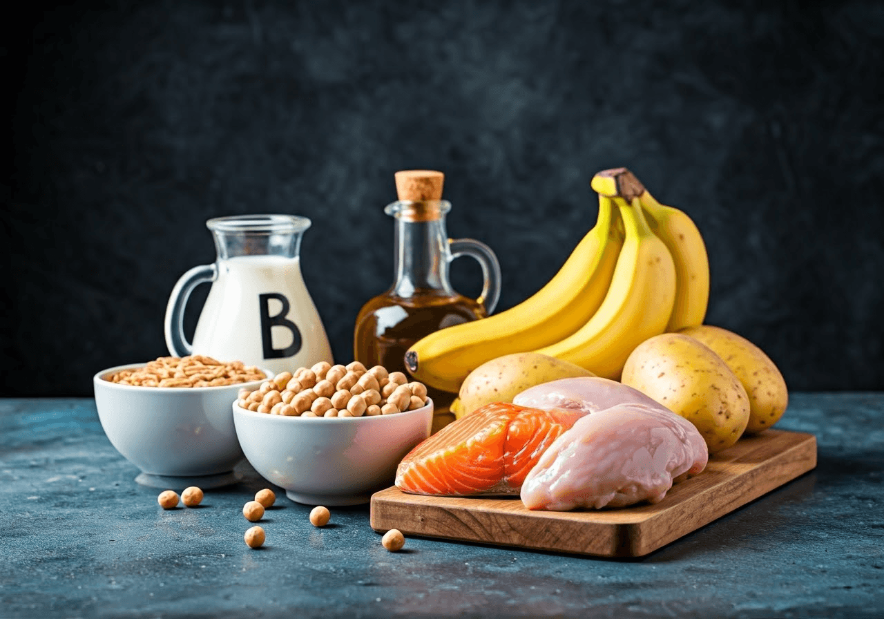 Vitamin B6-rich food assortment.