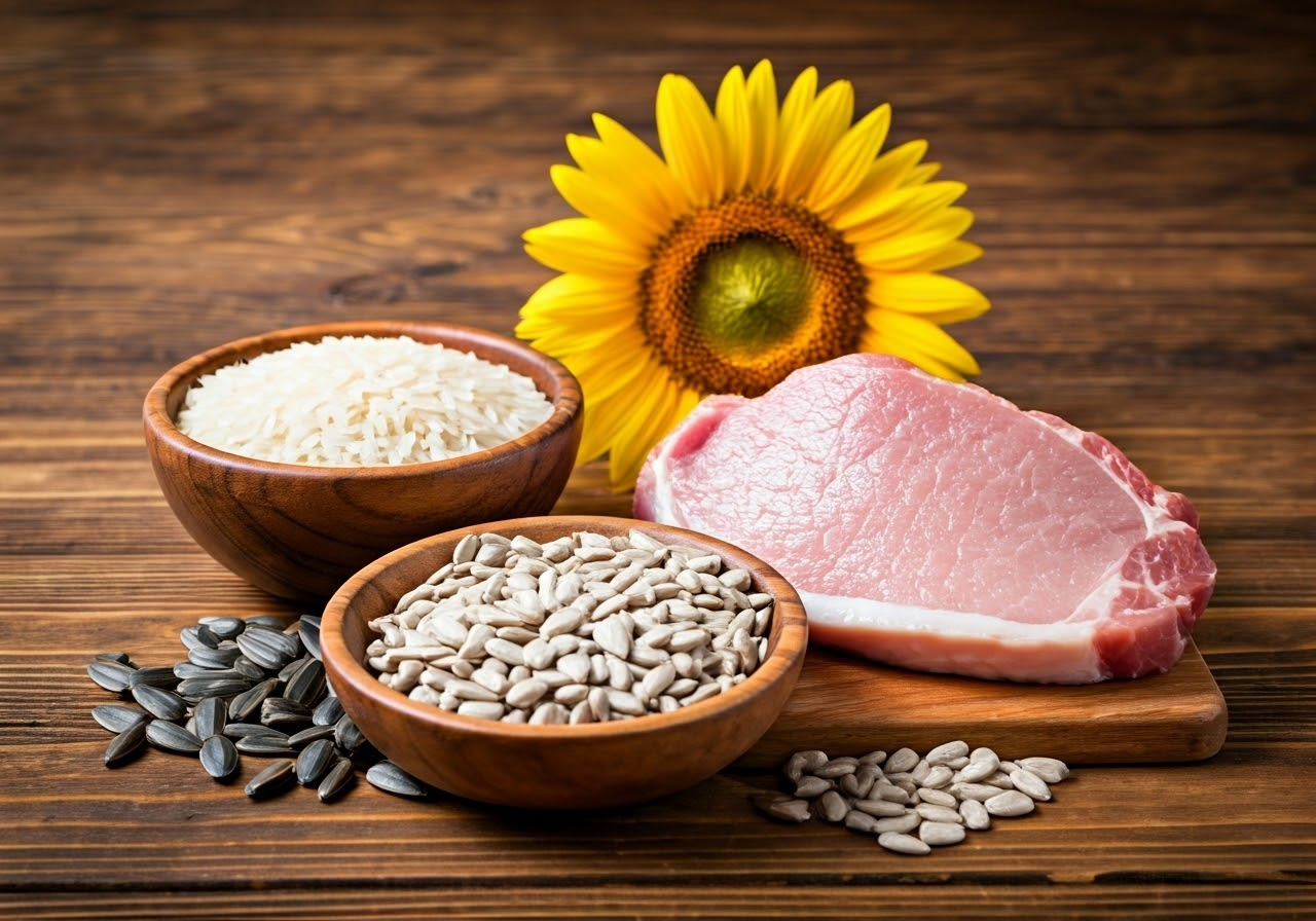 Assortment of Vitamin B1 foods