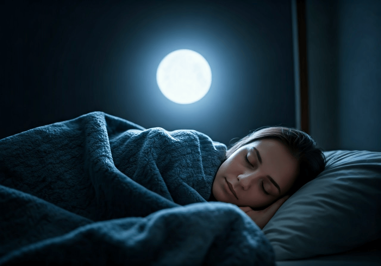 Person sleeping peacefully at night