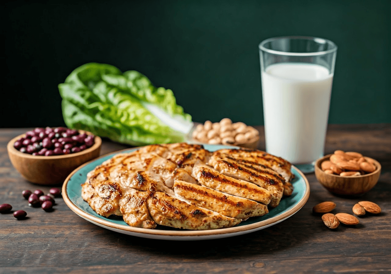 Plate with protein-rich foods