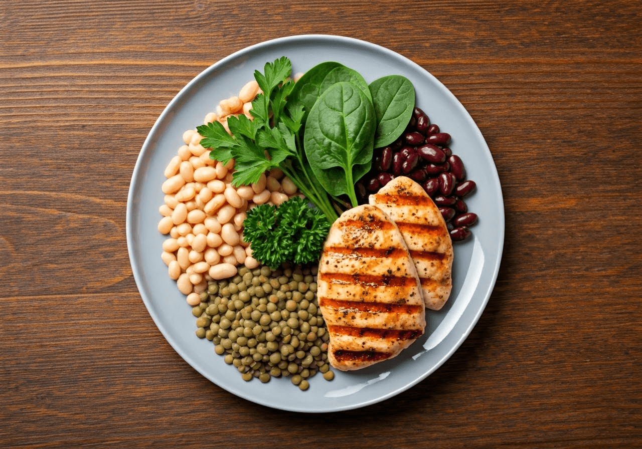 Plate with L-Glutamine-rich foods