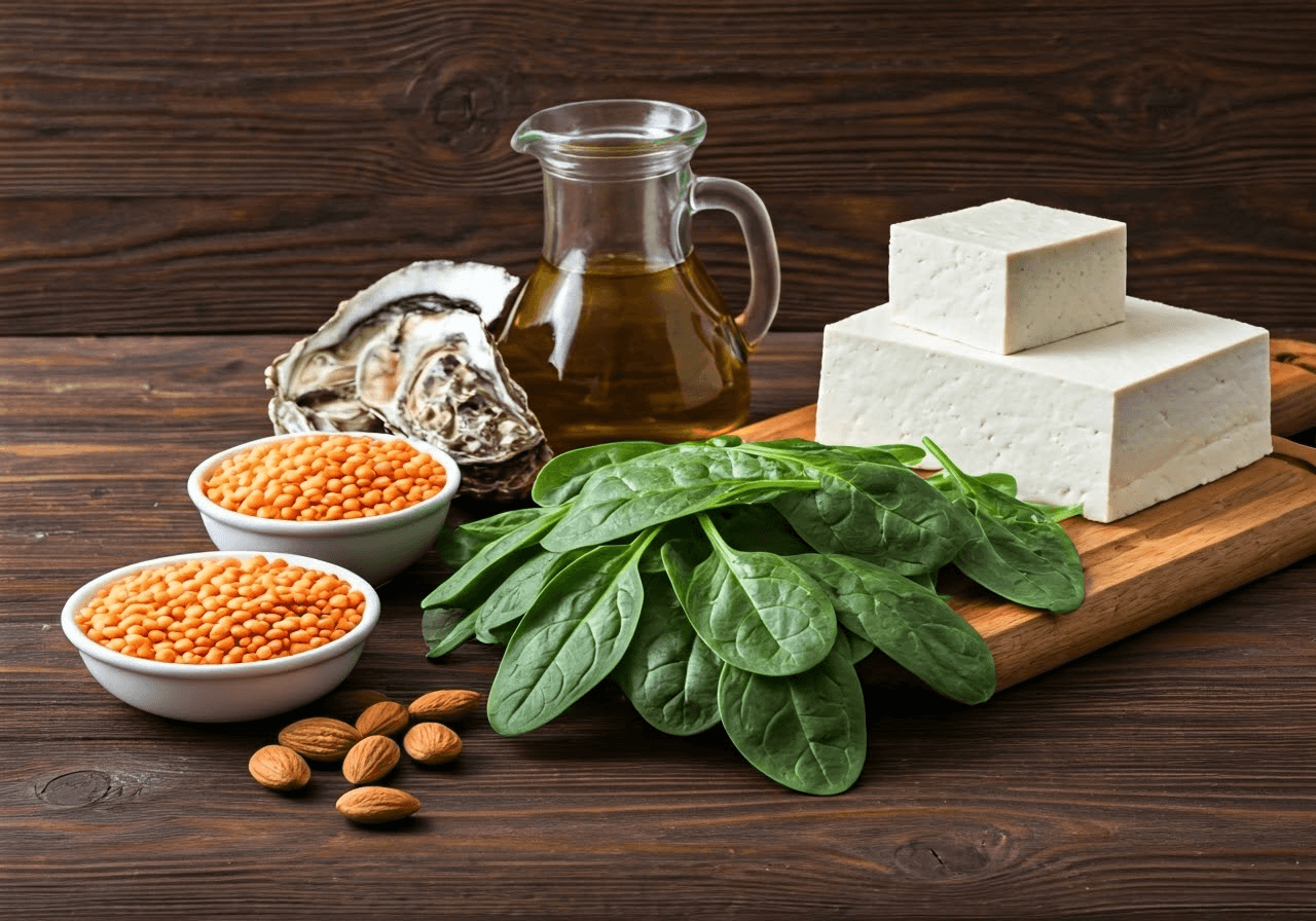 Zinc-rich foods displayed.