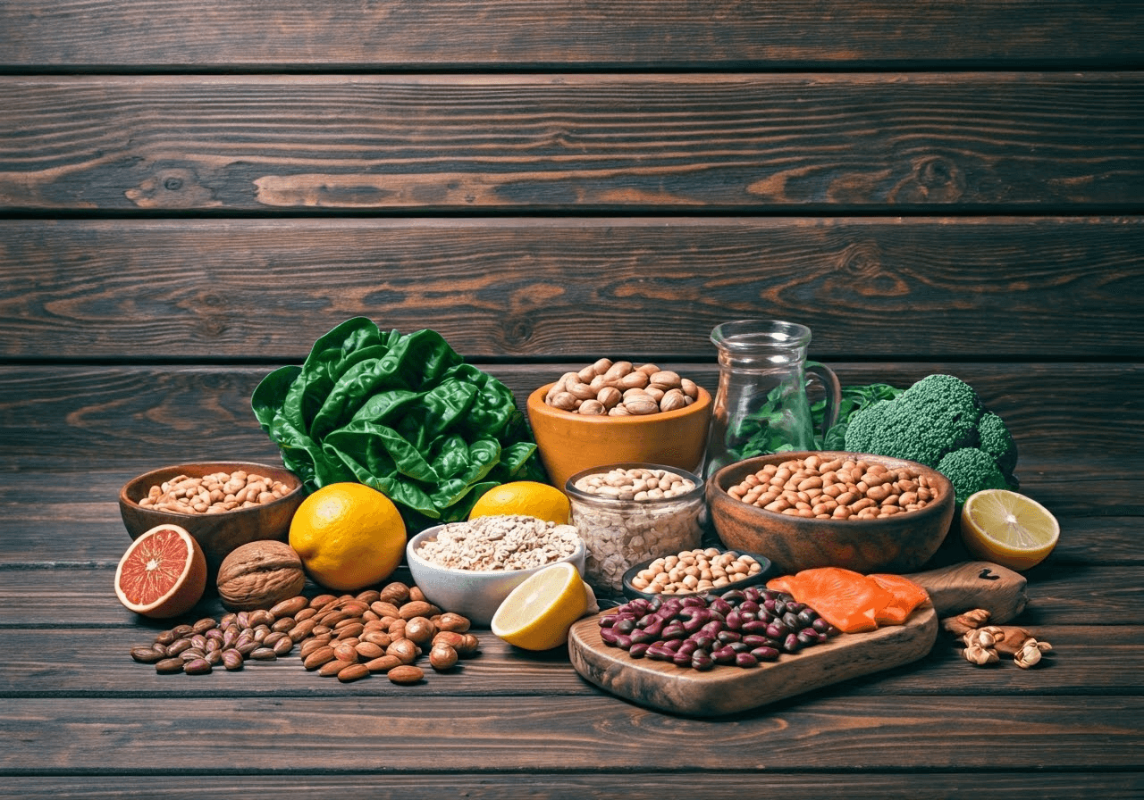 Assorted Vitamin B9 foods