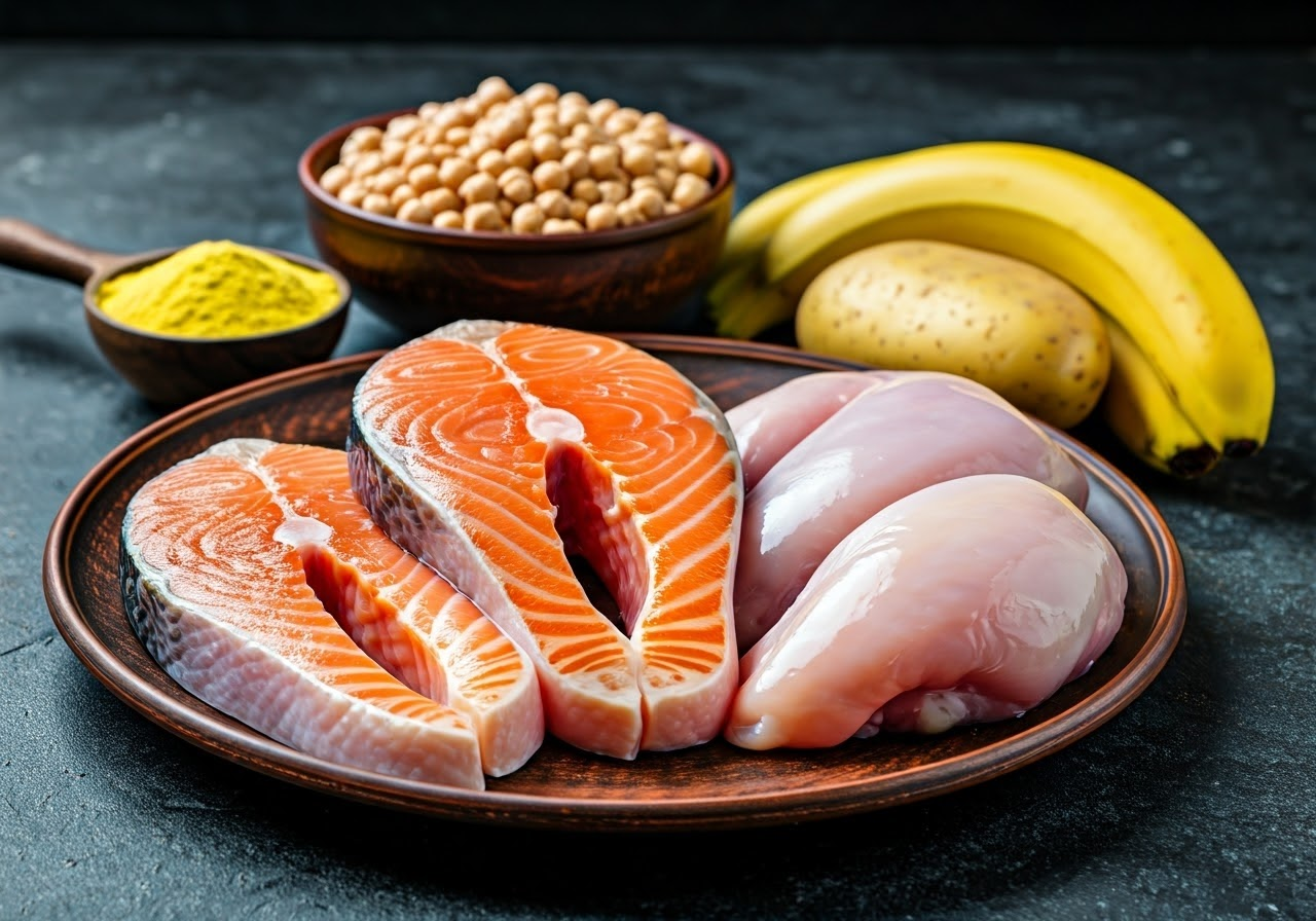 Healthy vitamin B6 foods on plate.