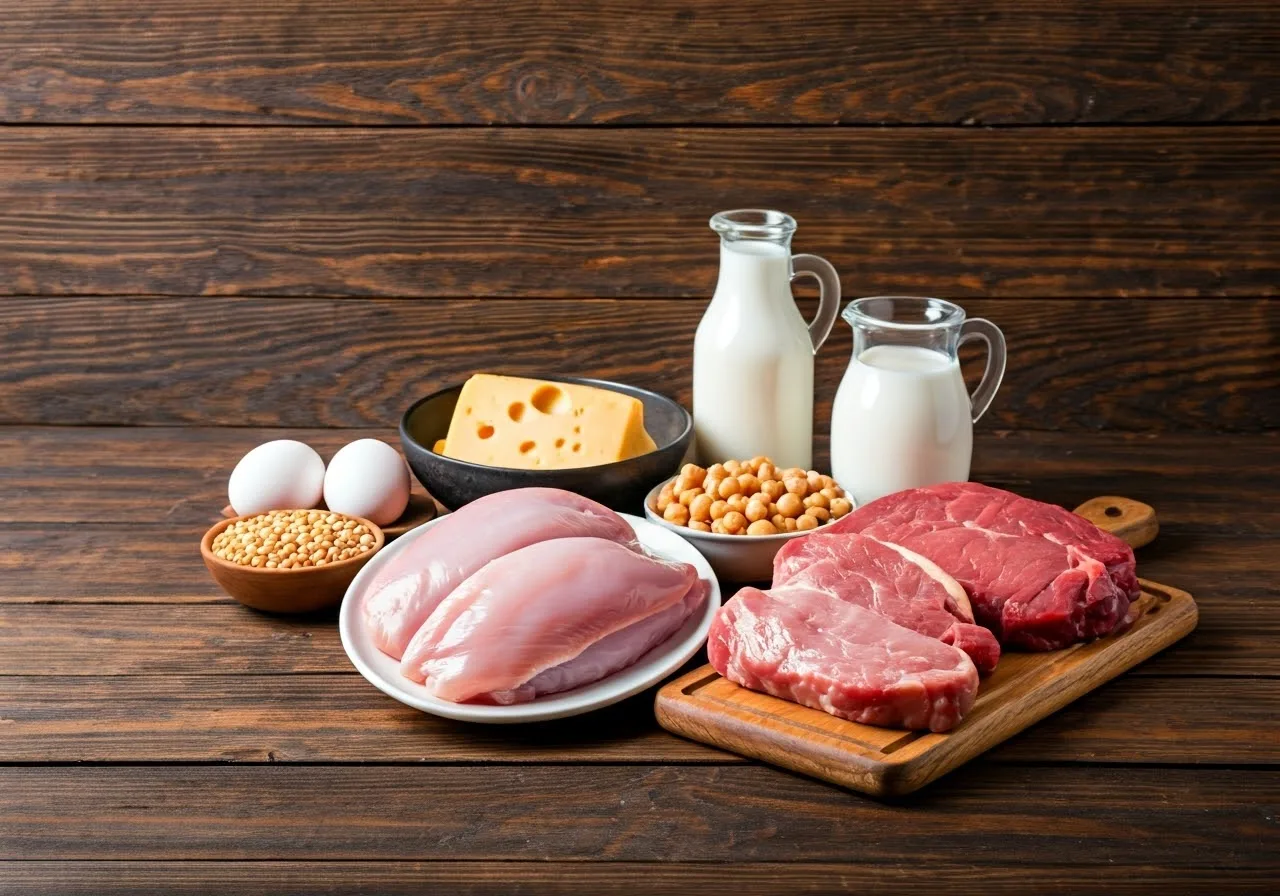 L-Cysteine rich foods on table.