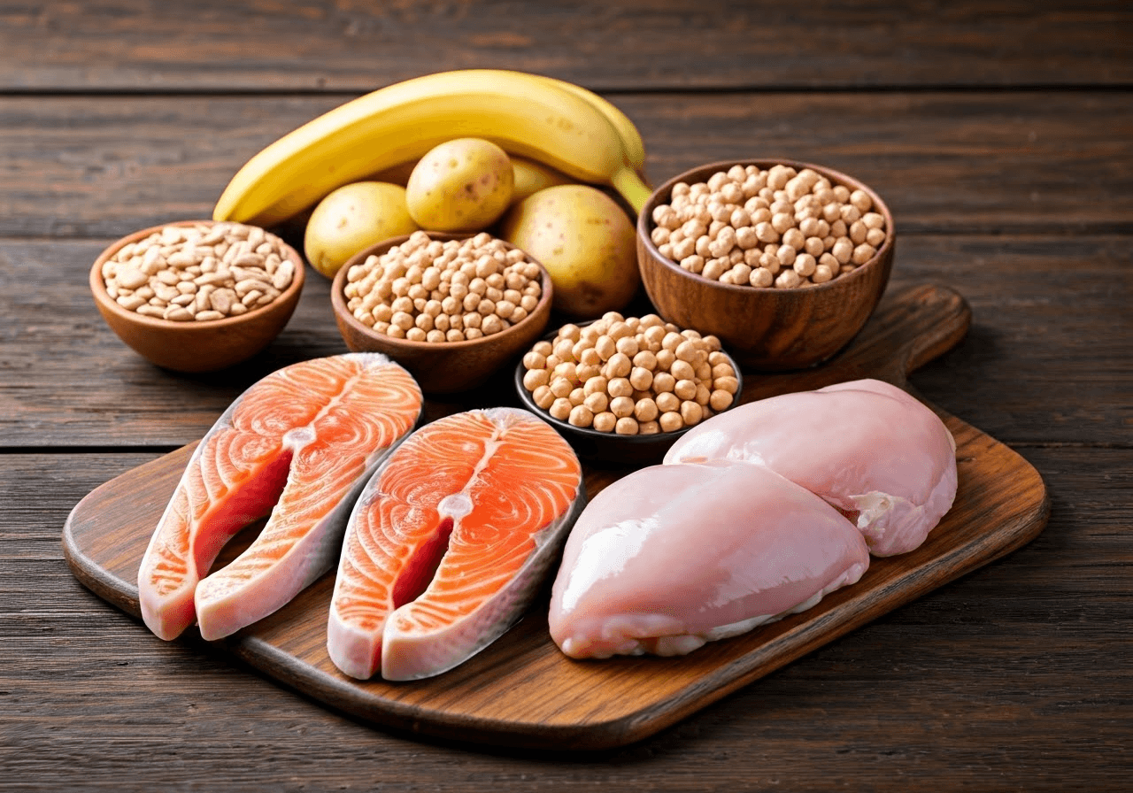 Vitamin B6-rich foods displayed.