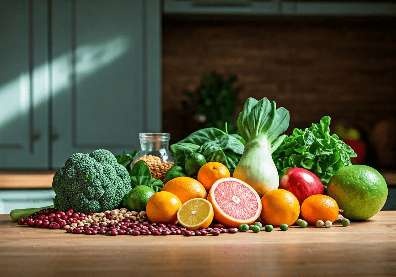 Assortment of vitamin B9 foods