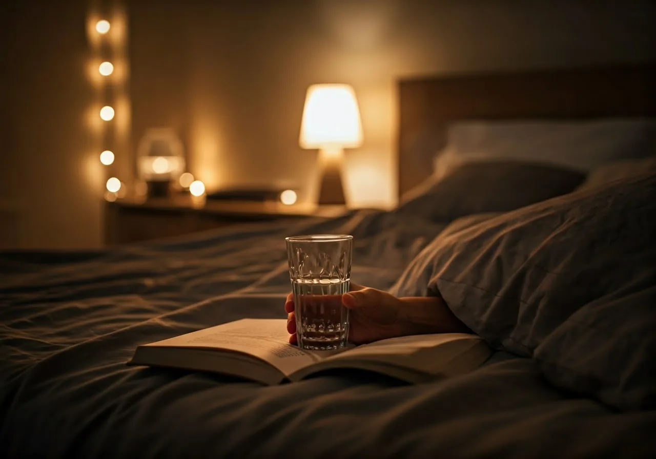 Preparing for sleep in a bedroom