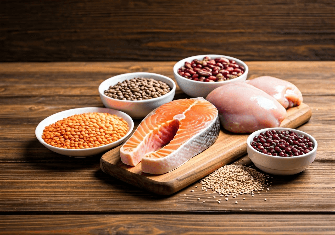 L-arginine-rich foods assortment.
