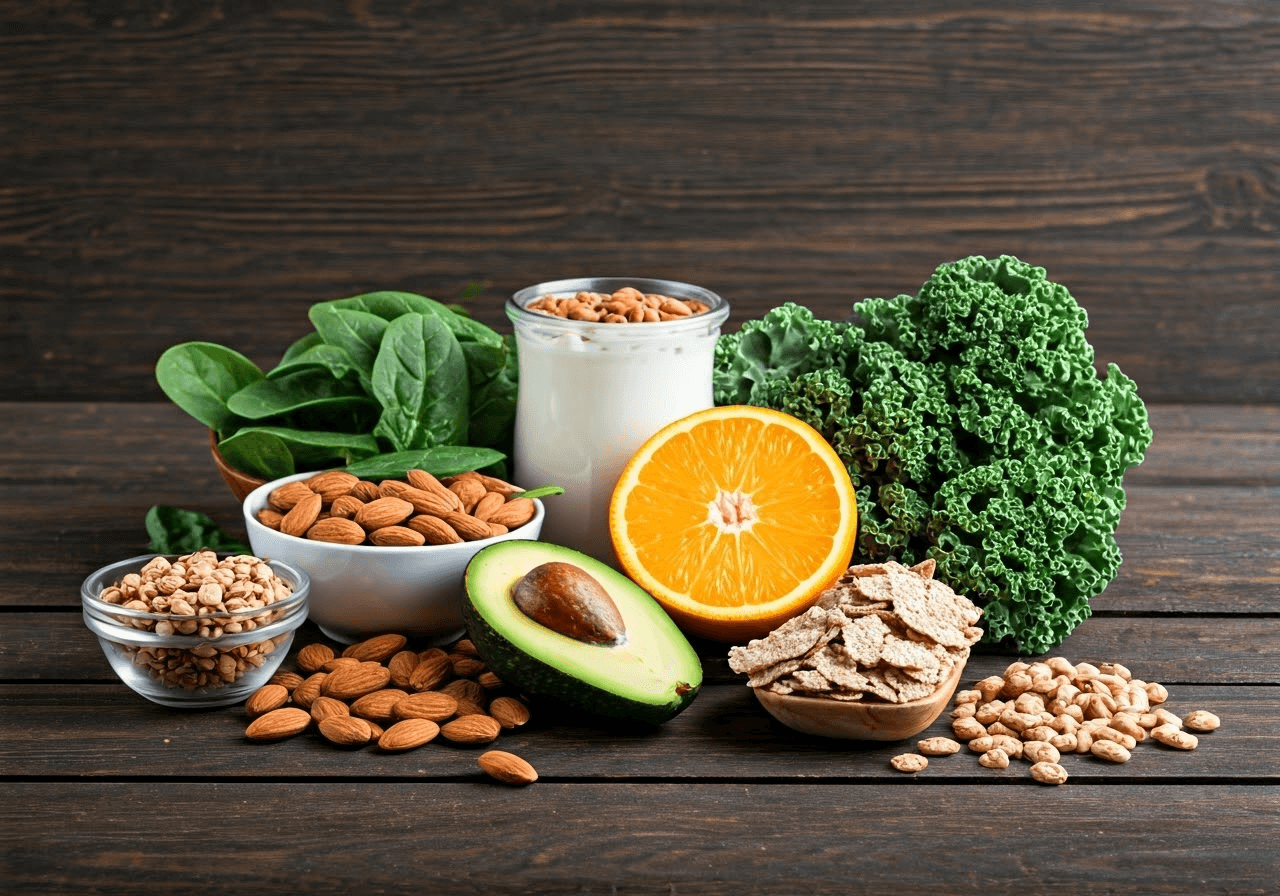 Vitamin B9-rich foods assortment.